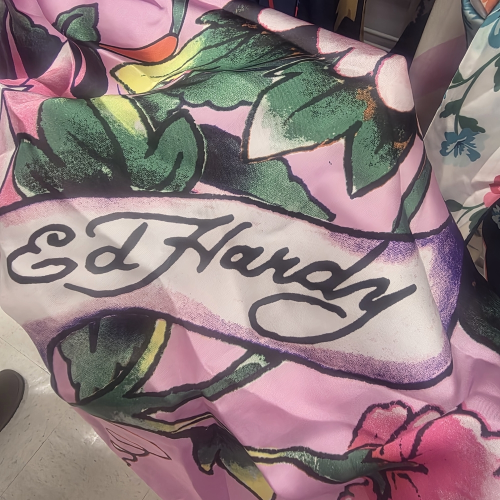 Ed Hardy Pink Floral Scarf / Sarong 43x43
